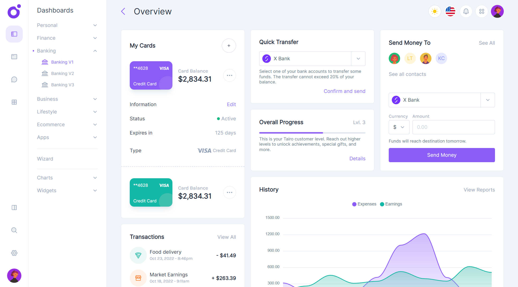 Tairo - Banking dashboard v1