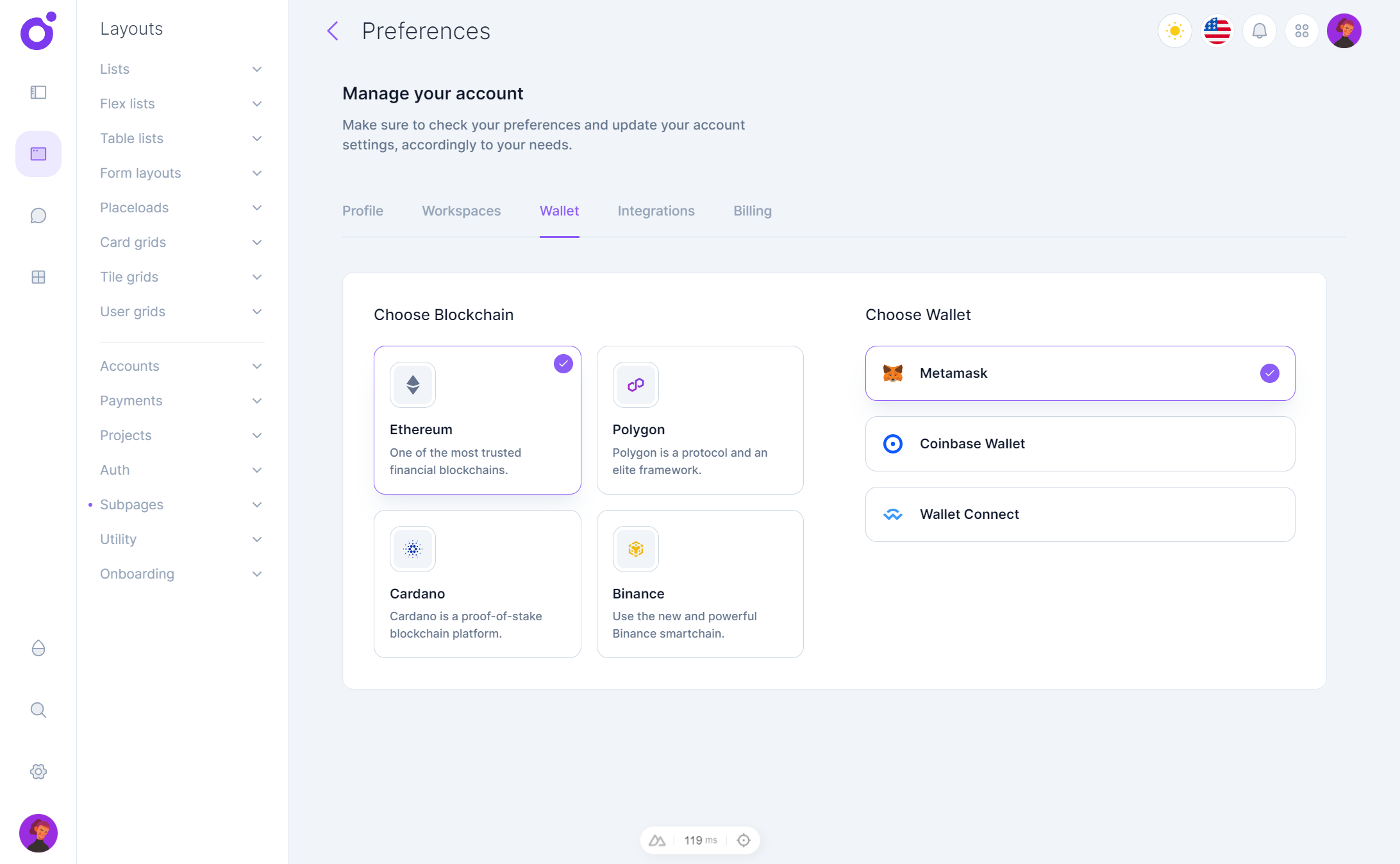 Tairo - Preferences - Wallet