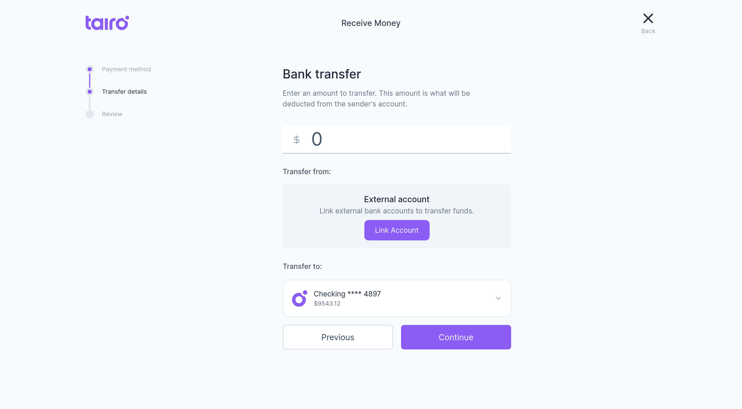 Tairo - Receive - Step 2