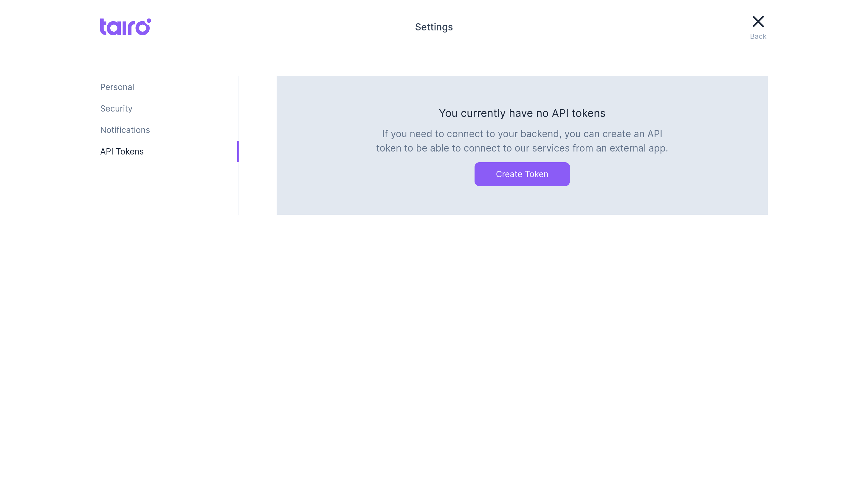 Tairo - API Tokens